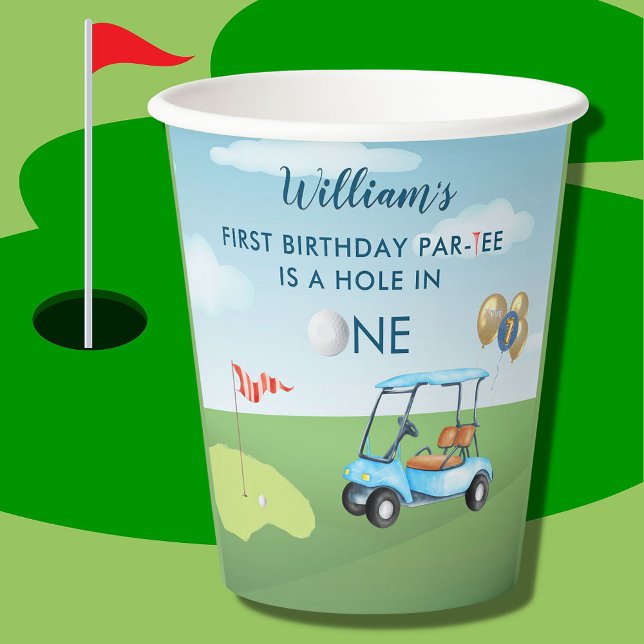 Vasos De Papel Hole In One Boy Golf Par-tee Primer Cumpleaños (Subido por el creador)