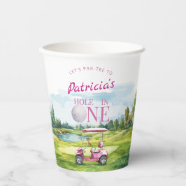 Vasos De Papel Hole In One Pink Golf 1st Birthday 
