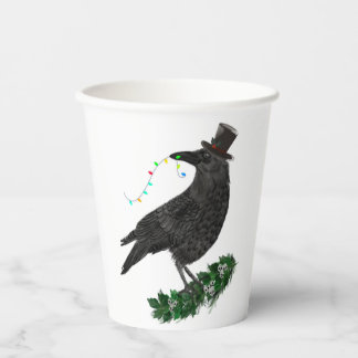 Vasos De Papel Holiday Crow with Top Hat