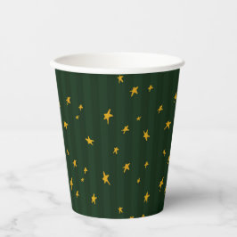 Vasos De Papel Holiday Green Yellow Star Stripe Christmas