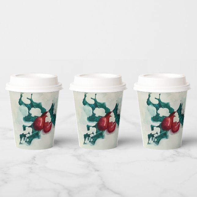 Vasos De Papel Holly in Snow (Multi)