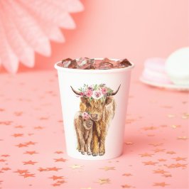 Vasos De Papel Holy Cow Baby Shower Boho Highland Calf