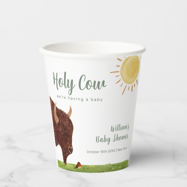 Vasos De Papel Holy Cow Highland Farm Animal Baby Shower (Anverso)