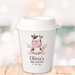 Vasos De Papel Holy Cow It's a Girl Cute Cow Baby shower