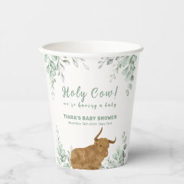Vasos De Papel Holy Cow Rustic Boho Greenery Baby Shower