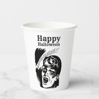 Vasos De Papel Hombre de cómic retro gritando texto personalizado