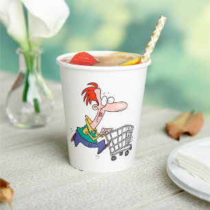 Vasos De Papel Hombre de dibujos animados divertido corriendo con