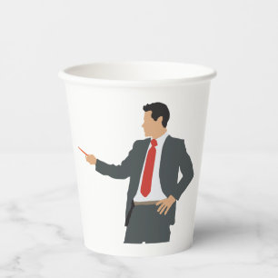 Vasos De Papel Hombre de negocios profesional con traje y puntero