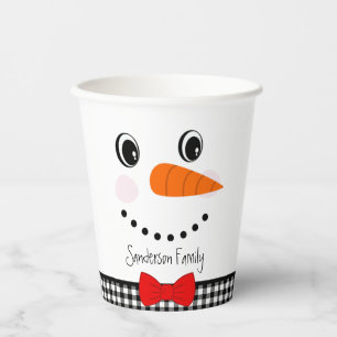 Vasos De Papel Hombre de nieve Corbata roja de lunares Bufalo neg