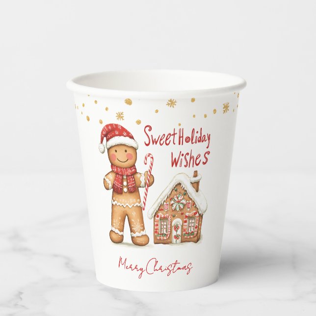 Vasos De Papel Hombre de pan de jengibre Navidades de la casa taz (Anverso)