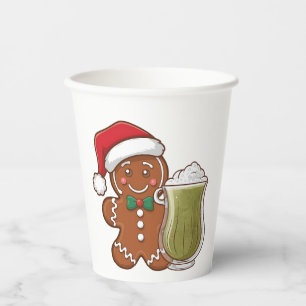 Vasos De Papel Hombre de Pan de Jengibre Sosteniendo Bebida de Ma