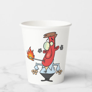 Vasos De Papel Hombre divertido de cara roja con termómetro de fi