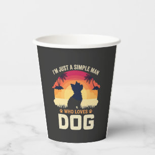Vasos De Papel Hombre Simple Que Ama Silueta De Perro Atardecer P