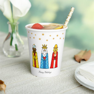 Vasos De Papel Hombres sabios de Navidad lindos y confeti de estr