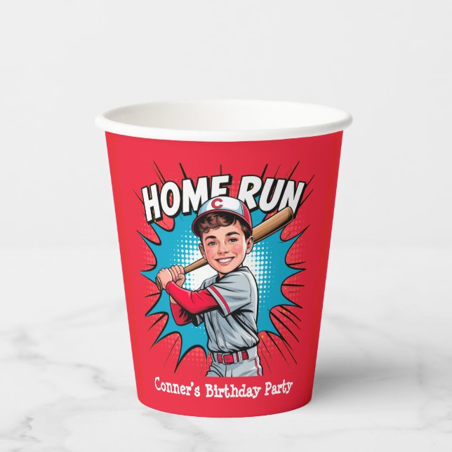 Vasos De Papel Home Run Boy Baseball Birday Bash (Anverso)