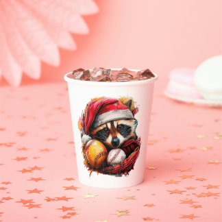 Vasos De Papel Home-Run Raccoon Ballgame Paper Cup