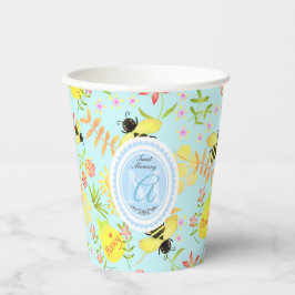 Vasos De Papel Honey Bee Pastel Blue