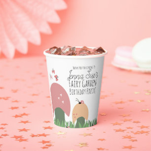 Vasos De Papel Hongos Jardín Hadas Mariquitas Mariposas