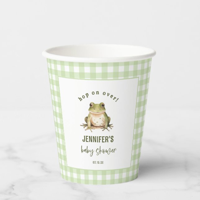 Vasos De Papel Hop On Over Frog Tema Baby Shower (Anverso)