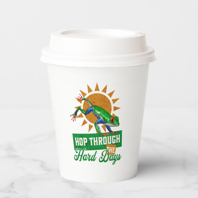 Vasos De Papel Hop through Hard Days Amazon Tree Frog (Anverso)