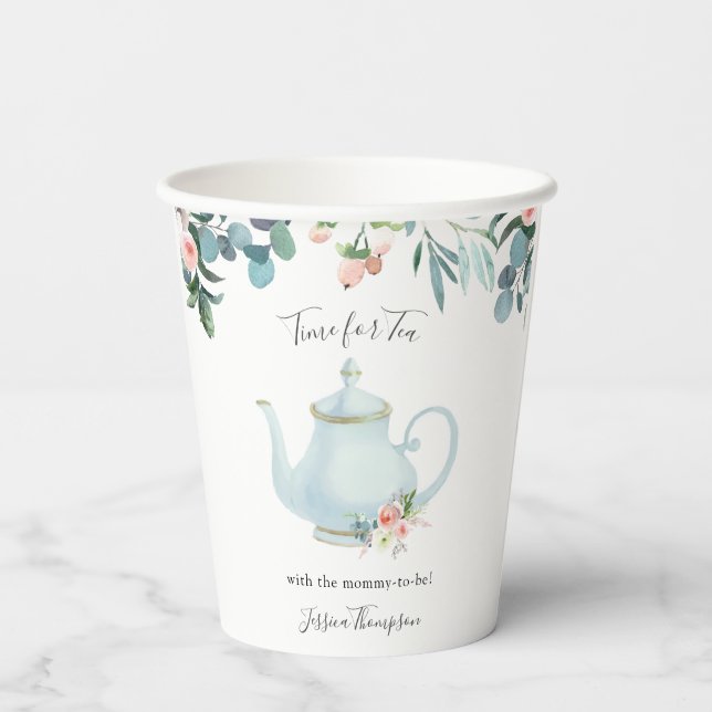 Vasos De Papel Hora de tomar notas en Baby Shower sobre el té (Reverso )