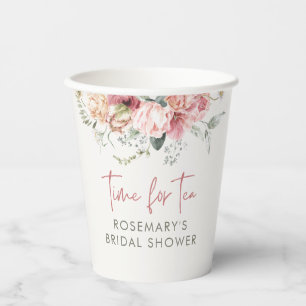 Vasos De Papel Hora para tomar té Boho Floral Desayuno de Novia
