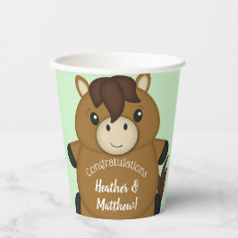 Vasos De Papel Horse Baby Shower Green