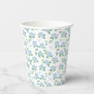 Vasos De Papel Hortensia Azul y Lazos de Moda
