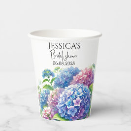 Vasos De Papel Hortensias Flores Azules Fiesta de Despedida de So