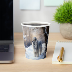 Vasos De Papel Hound afgano deja que nieve Navidades