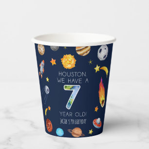 Vasos De Papel Houston Tenemos Una Fiesta De Cumpleaños 7 De Un N