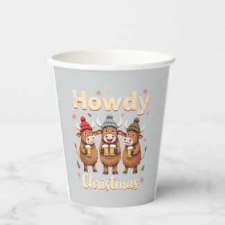 Vasos De Papel Howdy Christmas Funny Highland Cow Xmas Cows Lover