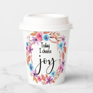 Vasos De Papel Hoy escojo la cita Inspiradora de alegría Floral r