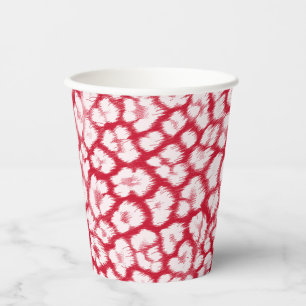 Vasos De Papel Huella de leopardo rojo y blanco