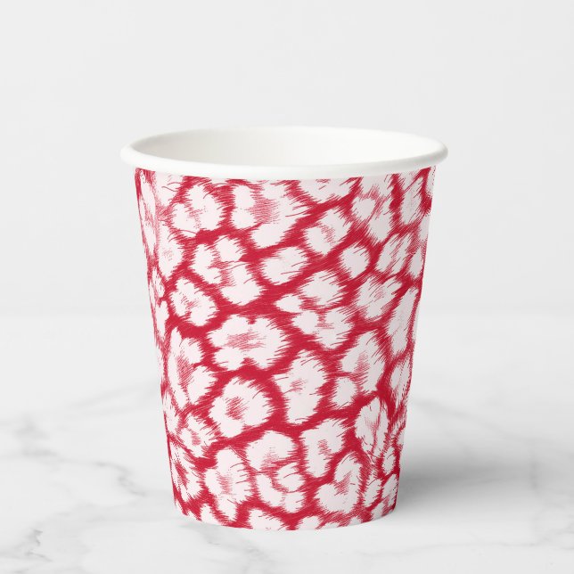 Vasos De Papel Huella de leopardo rojo y blanco (Anverso)