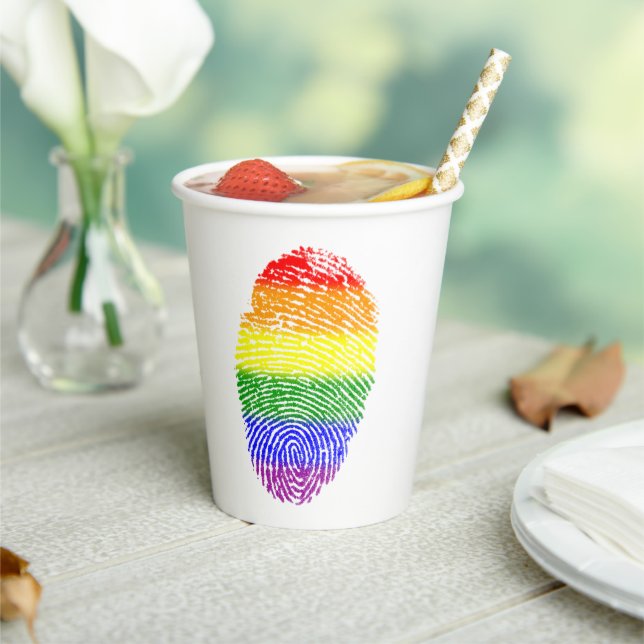 Vasos De Papel Huella digital arcoiris (in situ)