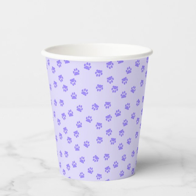 Vasos De Papel Huellas de patas moradas (Anverso)