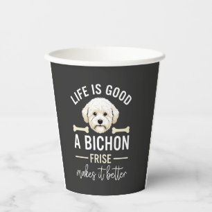 Vasos De Papel Huesos de perro Bichon Frise de pelo blanco Life I