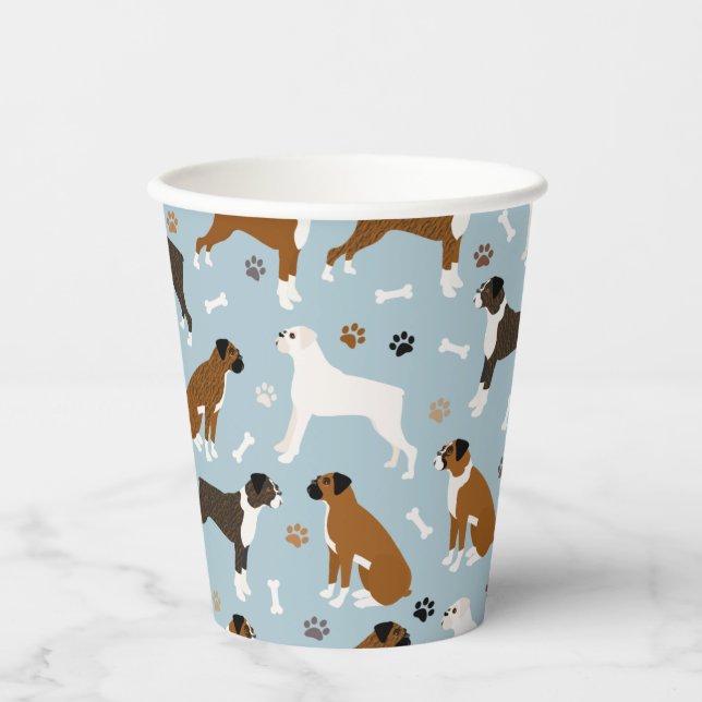 Vasos De Papel Huesos de perro de boxer y tazas de papel (Anverso)