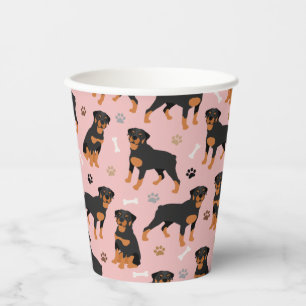 Vasos De Papel Huesos de perro y garras de papel de Rottweiler