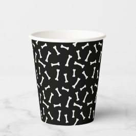 Vasos De Papel Huesos Negros y Blancos Espeluznantes de Halloween