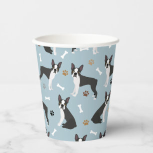 Vasos De Papel Huesos y caminos de Boston Terrier