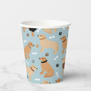 Vasos De Papel Huesos y patas de Golden Retriever