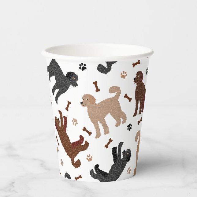 Vasos De Papel Huesos y patas de labradoodle (Anverso)