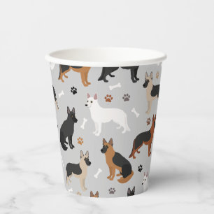 Vasos De Papel Huesos y patas de pastor alemanes