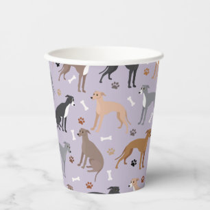 Vasos De Papel Huesos y patas de perro de Greyhound