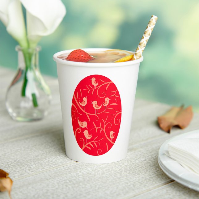 Vasos De Papel Huevo de Pascua Rojo con Patrón de Pájaros (Subido por el creador)