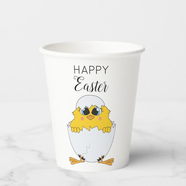 Vasos De Papel Huevo de Pascua y pollo Feliz Pascua (Anverso)