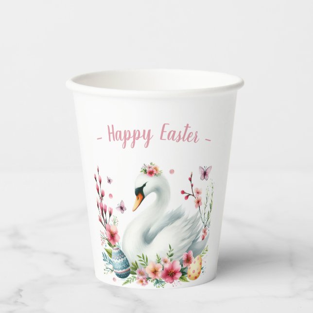 Vasos De Papel Huevos y flores de cisne de cuenca de Semana Santa (Anverso)