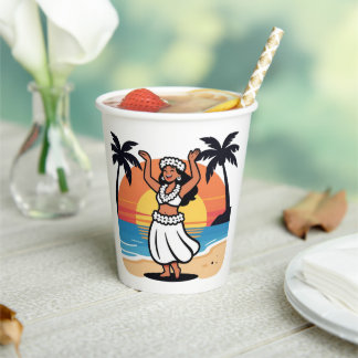 Vasos De Papel Hula dance beach party sunset tropical island art